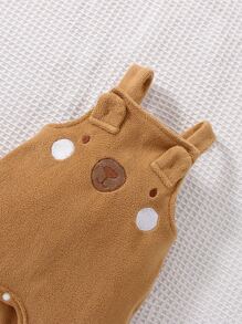 SHEIN 男婴童卡通圖案連體衣和3D耳朵設計背帶連身褲