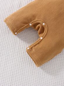 SHEIN 男婴童卡通圖案連體衣和3D耳朵設計背帶連身褲