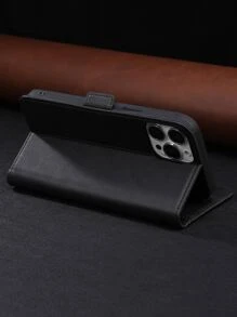 Thiết kế dạng ví trơn Bao đựng điện thoại dạng lật - màu đen - Xem 3