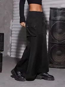 SHEIN EZwear 翻蓋口袋工裝裙