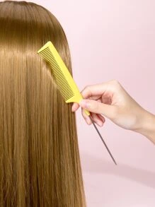 Hair Cut Hair Comb, Hair Plate Steel Needle Tip Tail Comb Edge Brush, 3pcs Yellow Highlights Hair Comb Set, Hair Brush/Hair Comb, Back To School, Travel Holiday Essentials, Brush, Hair Brush, Wooden Comb, Hair Brush, Hairbrush, Hair Combs, Barber, Slick Back Brush, Hair Comb, Comb Hair, Curly Hair Brush, Detangling Brush, Ball Brush, Mini Hair Brush, Curly Hair Products, Christmas, Hairdressing, Wooden Comb, Hair Brush, Mini Hair Brush, Detangling Brush, Hair Brushes, Curly Hair Brush, Hairdressing Equipment,Travel Essentials,Travel Essential,Hairstyle,Hairdressing - Yellow - View 2