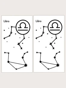 兩張天秤座圖案紋身貼紙 - 黑色 - 查看 1
