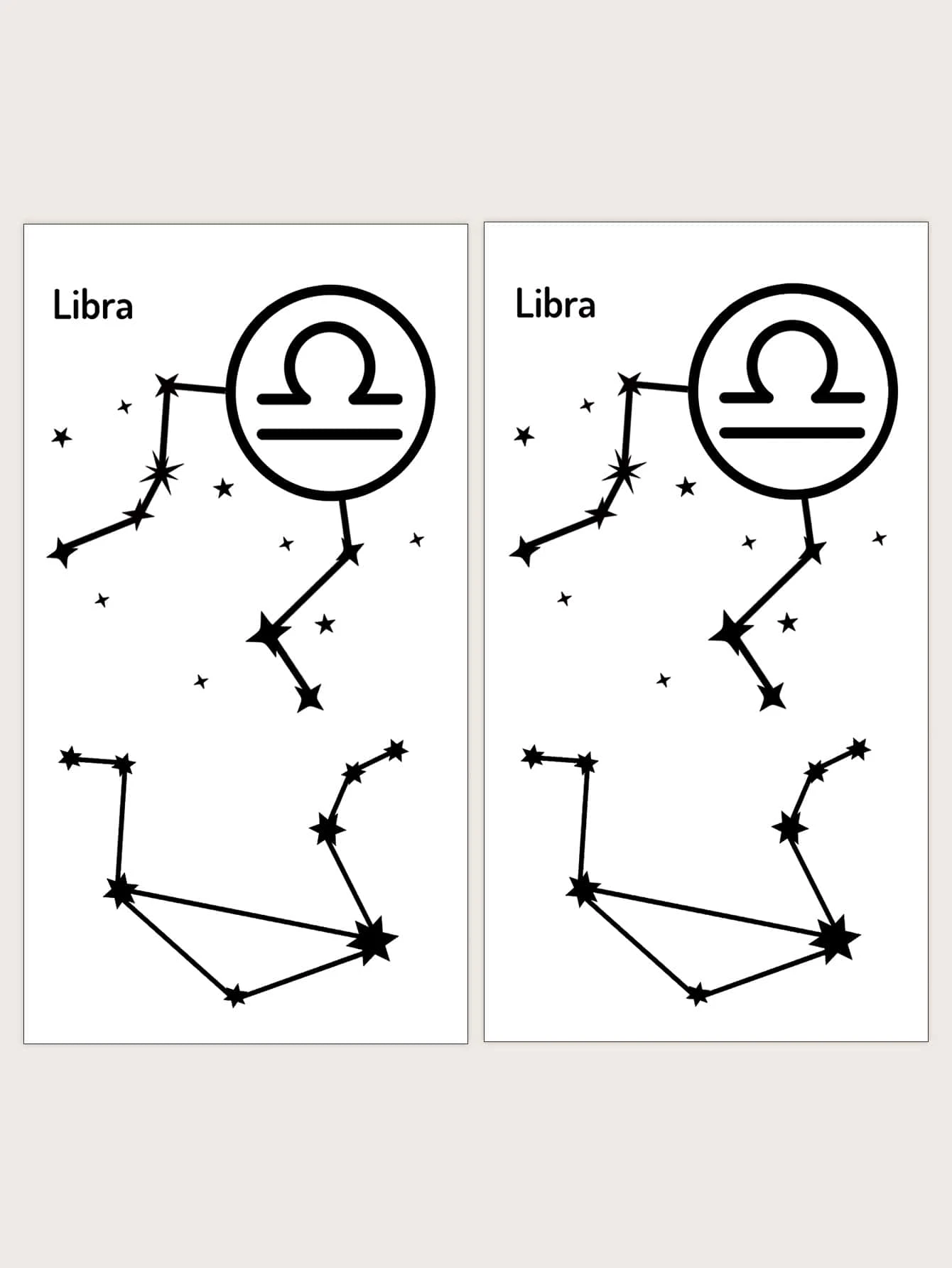 兩張天秤座圖案紋身貼紙 - 黑色 - 查看 1