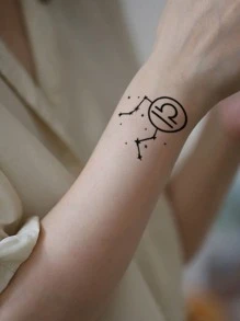 兩張天秤座圖案紋身貼紙 - 黑色 - 查看 2