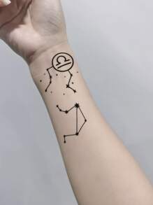 兩張天秤座圖案紋身貼紙 - 黑色 - 查看 3