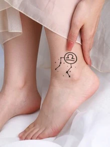 兩張天秤座圖案紋身貼紙 - 黑色 - 查看 4