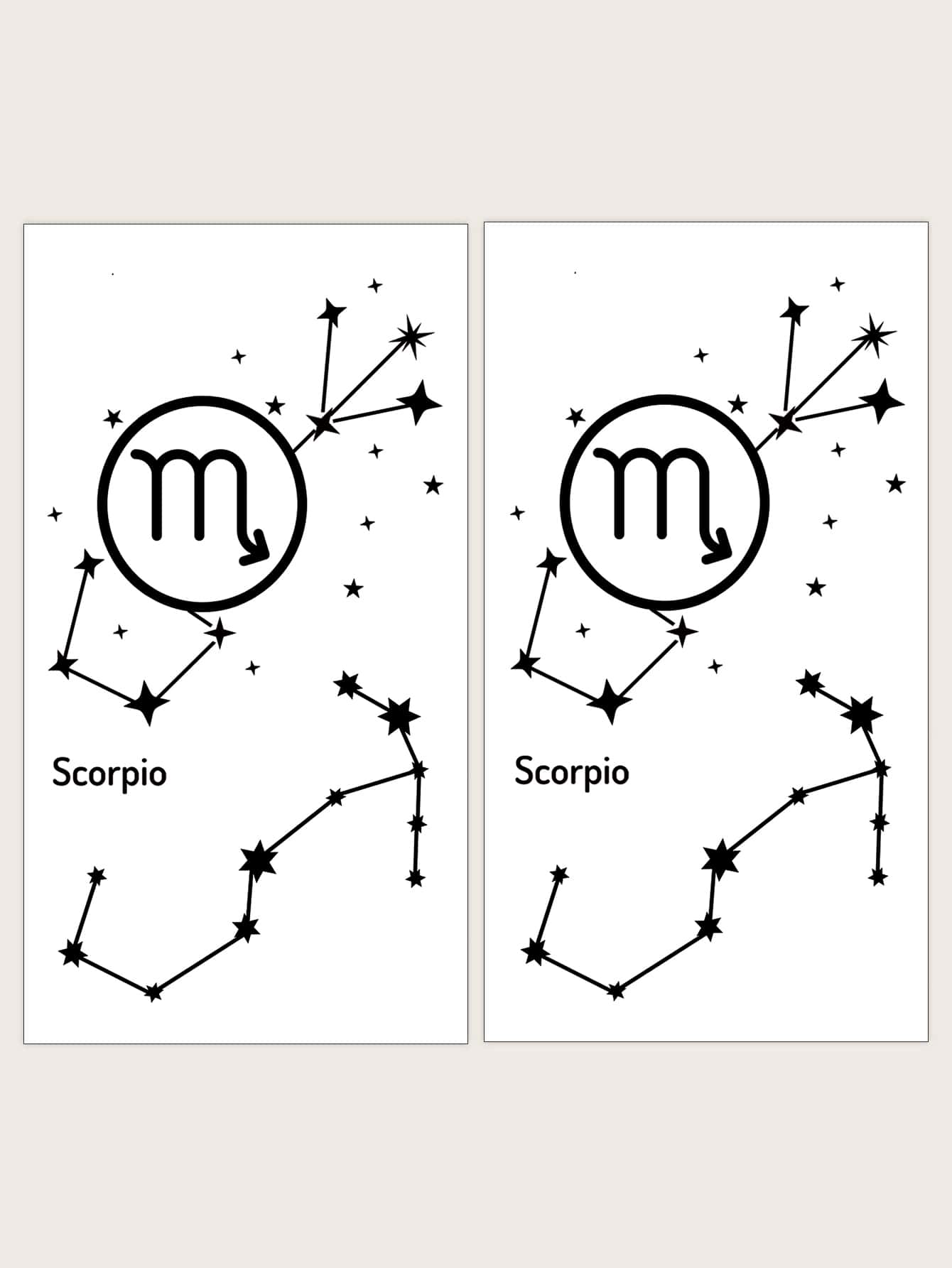 兩張天蠍座圖案紋身貼紙 - 黑色 - 查看 1