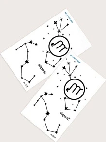 兩張天蠍座圖案紋身貼紙 - 黑色 - 查看 6