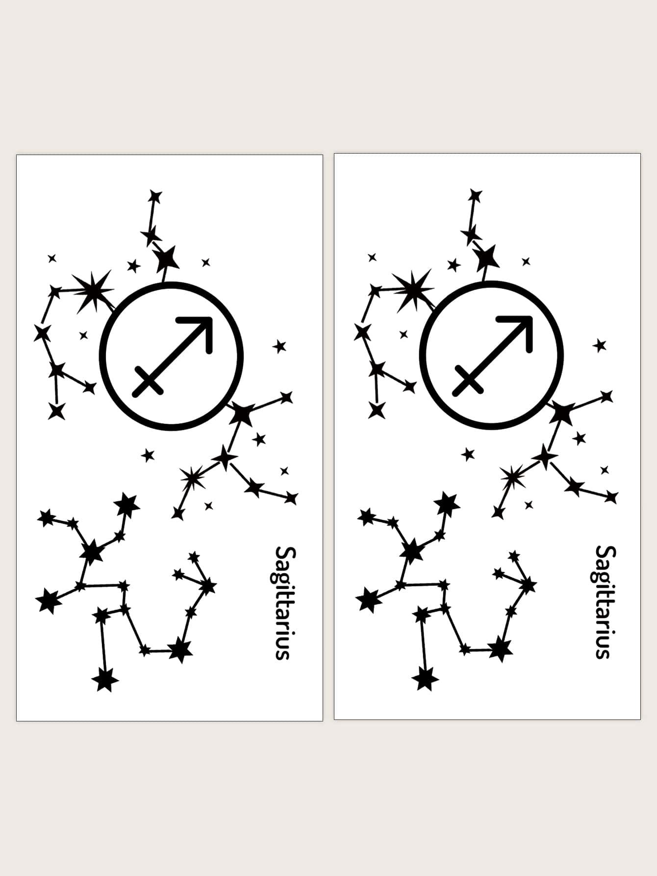 2 hojas Pegatina tatuaje Sagitario - Negro - Ver 1