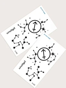 2 hojas Pegatina tatuaje Sagitario - Negro - Ver 5