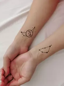 兩張摩羯座圖案紋身貼紙 - 黑色 - 查看 1