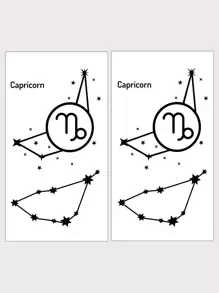 兩張摩羯座圖案紋身貼紙 - 黑色 - 查看 2