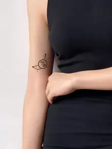 兩張摩羯座圖案紋身貼紙 - 黑色 - 查看 3