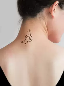 兩張摩羯座圖案紋身貼紙 - 黑色 - 查看 4