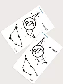 兩張摩羯座圖案紋身貼紙 - 黑色 - 查看 6