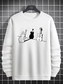 Manfinity Hypemode Men Cartoon Graphic Pullover - White - View 2