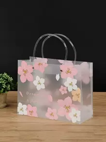 1pc Floral Pattern Gift Bag, Clear PVC Portable Gift Packaging Bag For Holiday Party Valentine Day - Multicolor - View 1