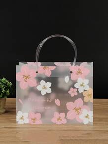 1pc Floral Pattern Gift Bag, Clear PVC Portable Gift Packaging Bag For Holiday Party Valentine Day - Multicolor - View 2