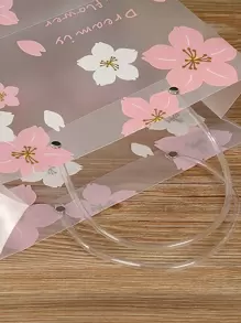 1pc Floral Pattern Gift Bag, Clear PVC Portable Gift Packaging Bag For Holiday Party Valentine Day - Multicolor - View 4