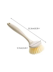 1pc Long Handle Pot Cleaning Brush - Beige - View 2