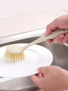 1pc Long Handle Pot Cleaning Brush - Beige - View 5