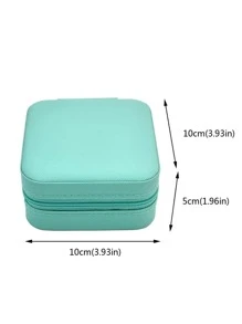 Portable Travel Earrings Storage Box, Mini Ring Storage Case, Necklace Storage Box - Green - View 3