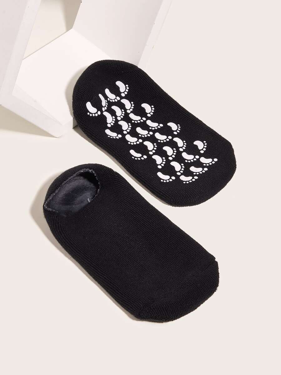 矽膠保濕緩解襪，1對高彈性吸收壓力襪，可重複使用蘆薈襪，隔夜水療襪，女士男士防滑凝膠後跟襪乾性皮膚乾燥腳粗糙皮膚，家庭足部護理，與您最喜歡乳液和麵霜一起使用 - 黑色 - 查看 1