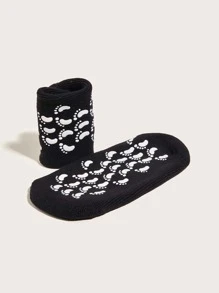 矽膠保濕緩解襪，1對高彈性吸收壓力襪，可重複使用蘆薈襪，隔夜水療襪，女士男士防滑凝膠後跟襪乾性皮膚乾燥腳粗糙皮膚，家庭足部護理，與您最喜歡乳液和麵霜一起使用 - 黑色 - 查看 2