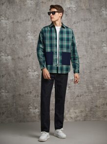 Manfinity Men Plaid Print Dual Pocket Shirt - Multicolor - View 3