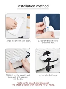 1pc Kitchen Storage Cable Winder Household Punch-Free Plug Fixed Power Cord Electrical Appliance Cable Management Cable Storage And Organization - White - View 5