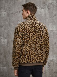 Manfinity Hombres Chaqueta reversible con patrón de leopardo - Marrón - Ver 6