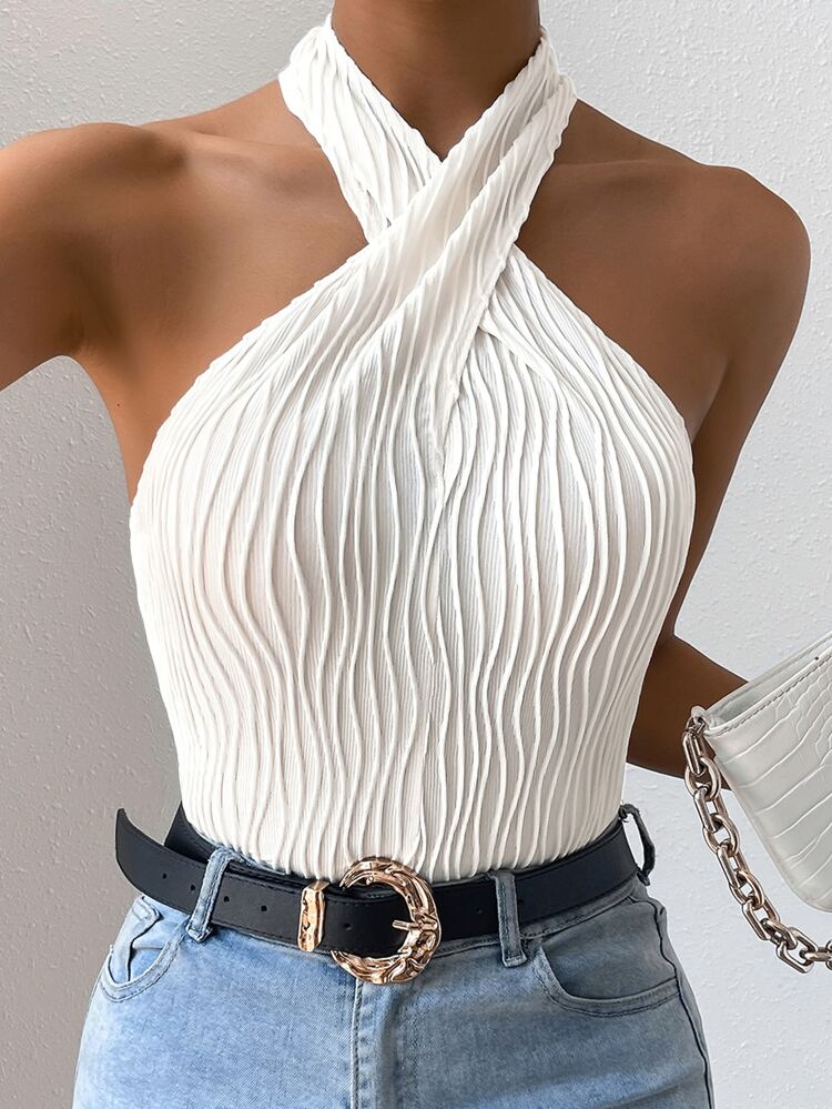 Criss Cross Front Halter Top