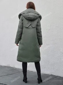 GASMAN Zip Up Drawstring Hooded Padded Coat