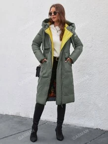 GASMAN Zip Up Drawstring Hooded Padded Coat