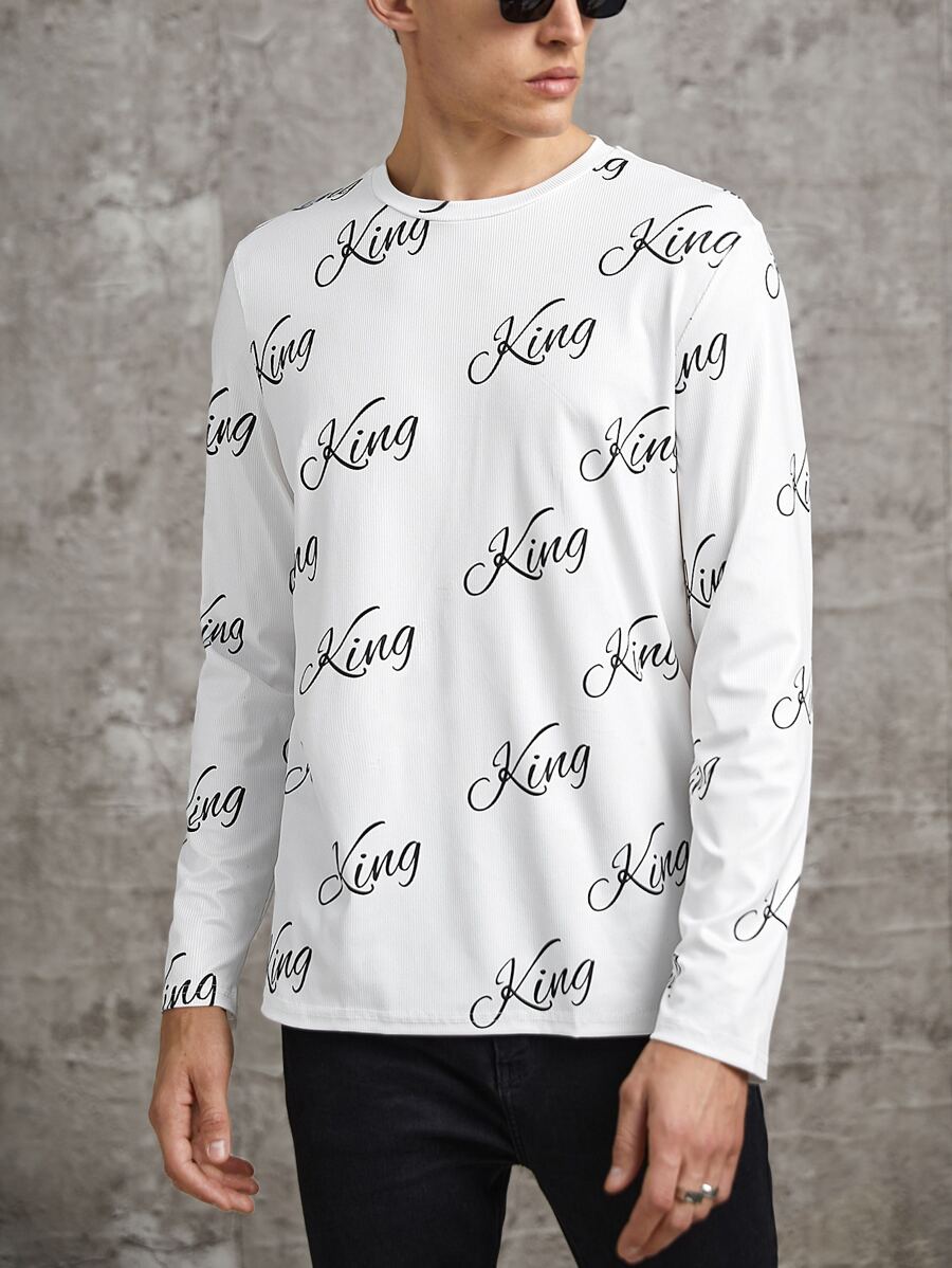 Manfinity Men Letter Graphic Tee - White - View 1