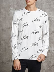 Manfinity Men Letter Graphic Tee - White - View 3