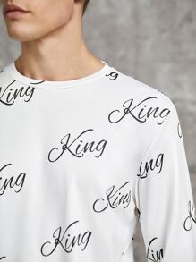 Manfinity Men Letter Graphic Tee - White - View 4