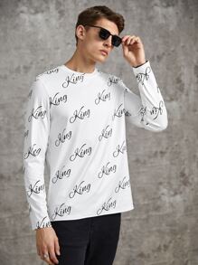 Manfinity Men Letter Graphic Tee - White - View 6