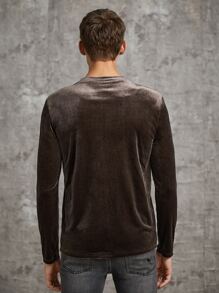Manfinity Men Solid Crew Neck Tee - Coffee Brown - View 2