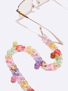 1 件透明彩色亚克力眼镜链，女士休闲度假