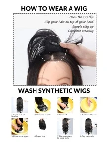 Short Straight Synthetic Hair Bangs - Black - View 4