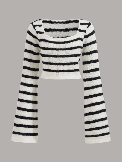 Goth Jersey crop con patrón de rayas