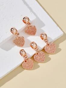 5pcs Simple Cloud Pattern Heart Diy Bracelet & Necklace Decoration Beads, Pendant, Creative Accessories - Rose Gold - View 1