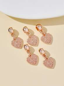 5pcs Simple Cloud Pattern Heart Diy Bracelet & Necklace Decoration Beads, Pendant, Creative Accessories - Rose Gold - View 2
