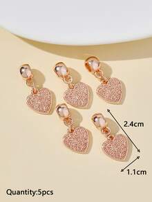 5pcs Simple Cloud Pattern Heart Diy Bracelet & Necklace Decoration Beads, Pendant, Creative Accessories - Rose Gold - View 3
