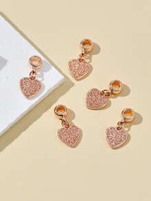 5pcs Simple Cloud Pattern Heart Diy Bracelet & Necklace Decoration Beads, Pendant, Creative Accessories - Rose Gold - View 4
