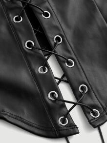 SHEIN MOD 时尚系带前 PU 皮革抹胸