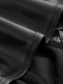 SHEIN MOD 时尚系带前 PU 皮革抹胸