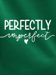 SHEIN Essnce Letter Graphic Kangaroo Pocket Drawstring Thermal Hoodie - Green - View 6