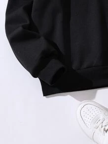 SHEIN Tween Girl Heart Print Sweatshirt - Black - View 5